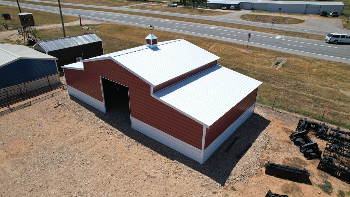 Horse Barn: 48’W x 25’L x 12’/8’ Leg Height