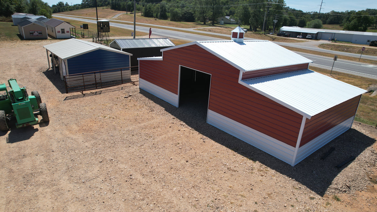 Horse Barn: 48’W x 25’L x 12’/8’ Leg Height