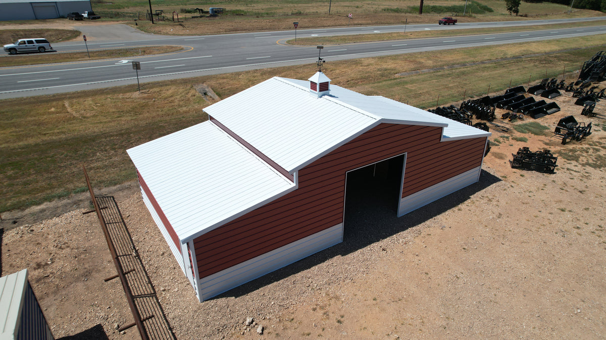 Horse Barn: 48’W x 25’L x 12’/8’ Leg Height